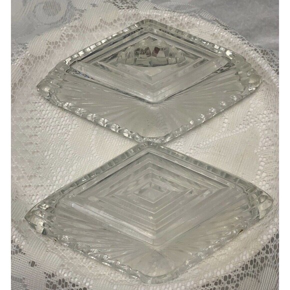 Art Deco Glass Ribbed  Saw Tooth Trinket Gift Box Vintage - Picture 7 of 8